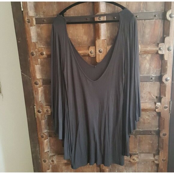 Urban Outfitters UO Ecote dress dark gray  wide flare sleeves cut out back M - Picture 11 of 12